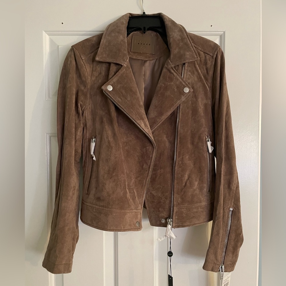 Brown suede moto jacket